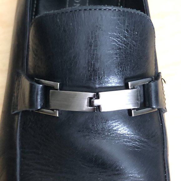 GORDON RUSH Sebastian Buckle Leather Loafers Men’s size 10 Black & Silver main image 4